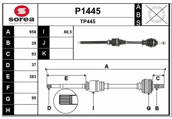 Arbre de transmission SNRA P1445