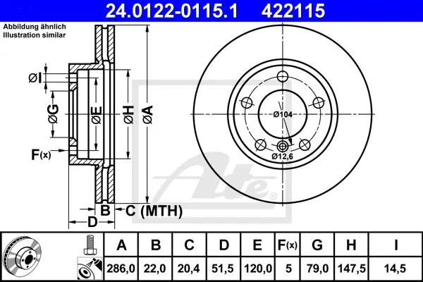 Disque de frein ATE-APAC 24.0122-0115.1