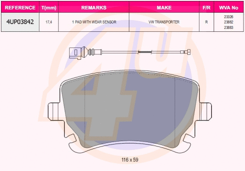 Kit de plaquettes de frein, frein à disque 4u 4UP03842