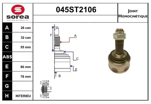 Jeu de joints, arbre de transmission STARTCAR 045ST2106