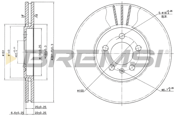 Disque de frein BREMSI CD6706V