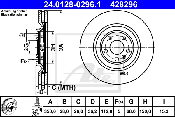 Disque de frein ATE-APAC 24.0128-0296.1
