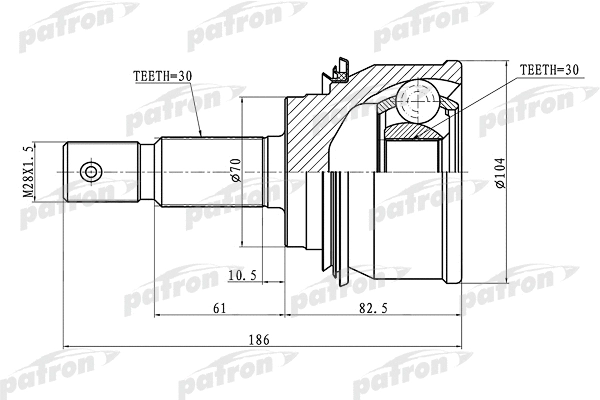 Jeu de joints, arbre de transmission PATRON PCV1079