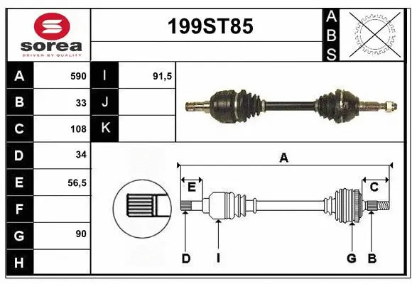 Arbre de transmission STARTCAR 199ST85