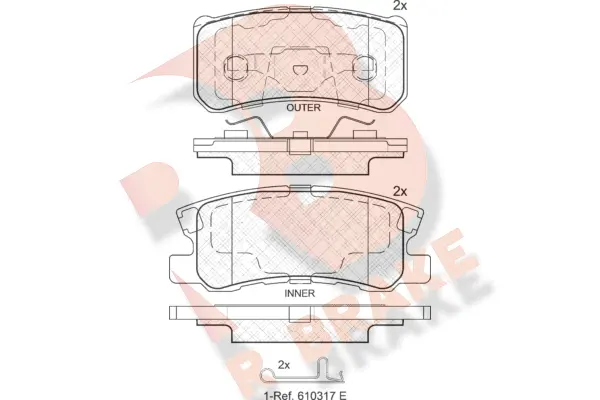 Kit de plaquettes de frein, frein à disque R BRAKE RB1375-202