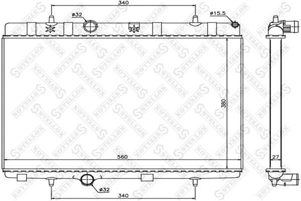 Radiateur, refroidissement du moteur STELLOX 10-26119-SX