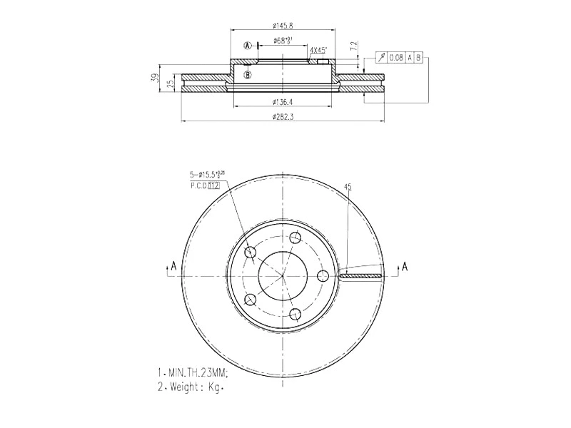 Disque de frein A.Z. Meisterteile AZMT-44-024-1021