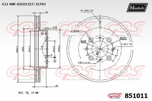 Disque de frein MAXTECH 851011