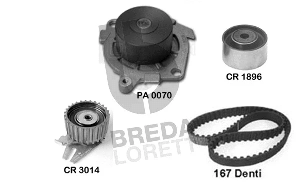 Pompe à eau + kit de courroie crantée BREDA LORETT KPA0101A