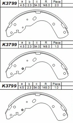Jeu de mâchoires de frein ASIMCO K3799