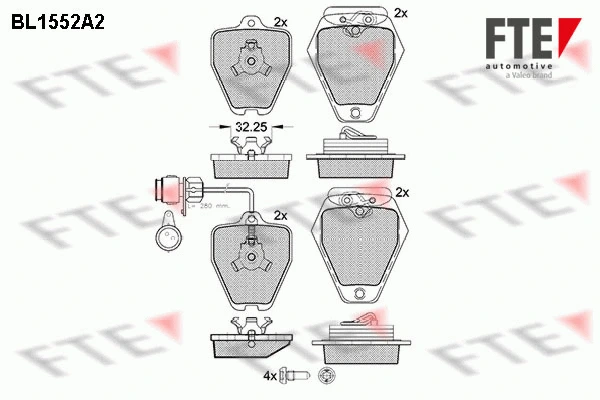 Kit de plaquettes de frein, frein à disque FTE 9010241