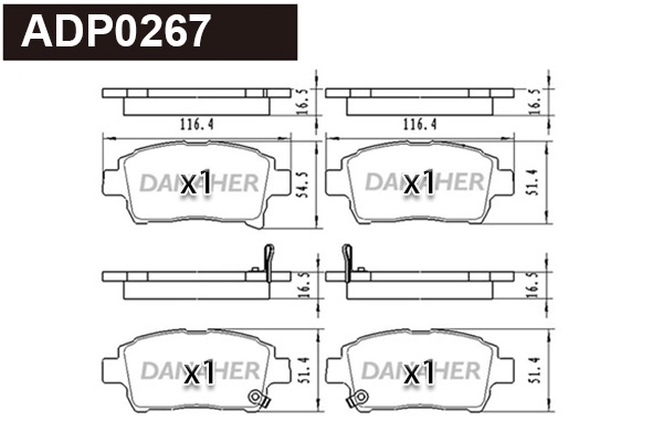 Kit de plaquettes de frein, frein à disque DANAHER ADP0267