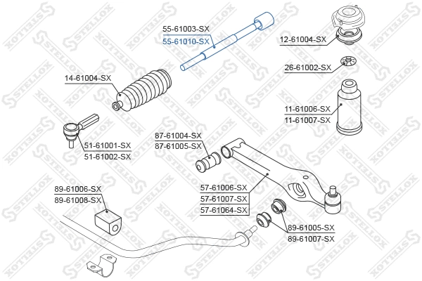 Rotule de direction intérieure, barre de connexion STELLOX 55-61010-SX