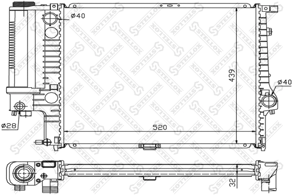 Radiateur, refroidissement du moteur STELLOX 10-25024-SX