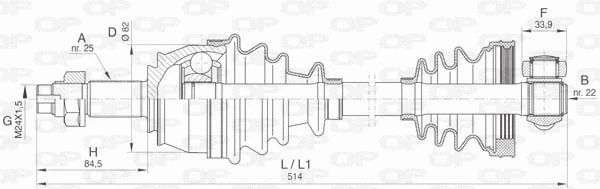 Arbre de transmission OPEN PARTS DRS6443.00