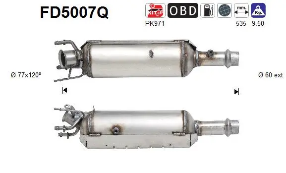 Filtre à particules / à suie, échappement AS FD5007Q