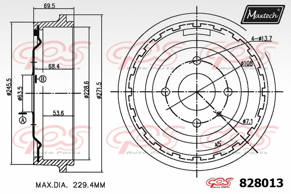 Tambour de frein MAXTECH 828013