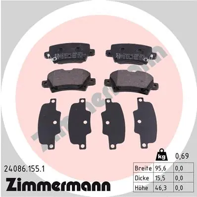 Kit de plaquettes de frein, frein à disque ZIMMERMANN 24086.155.1