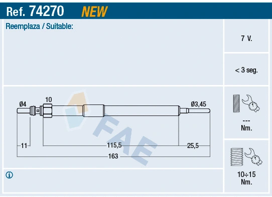 Bougie de préchauffage FAE 74270
