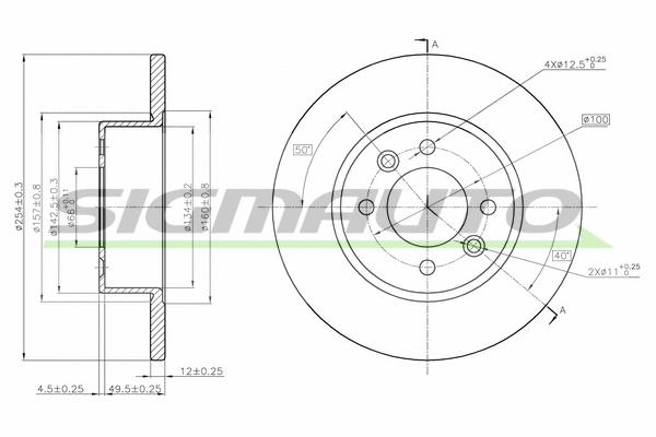 Disque de frein SIGMAUTO DBA478S