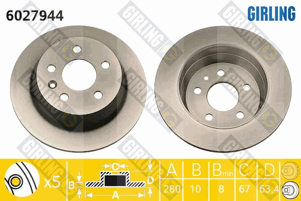 Disque de frein GIRLING 6027944