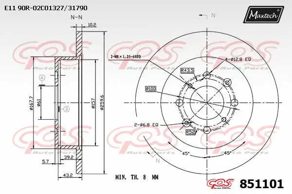 Disque de frein MAXTECH 851101