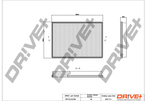 Filtre, air de l'habitacle Dr!ve+ DP1110.12.0106