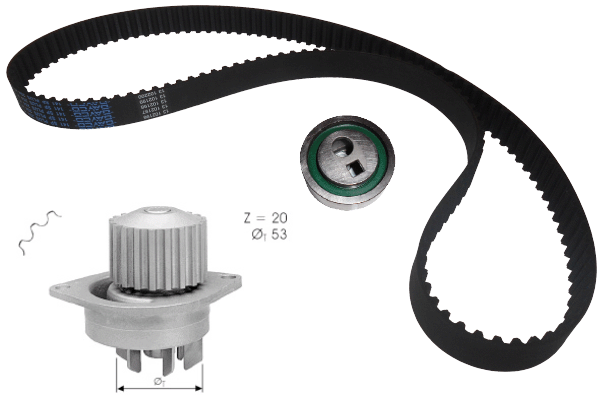 Pompe à eau + kit de courroie crantée TECDRIVE TKPE0037