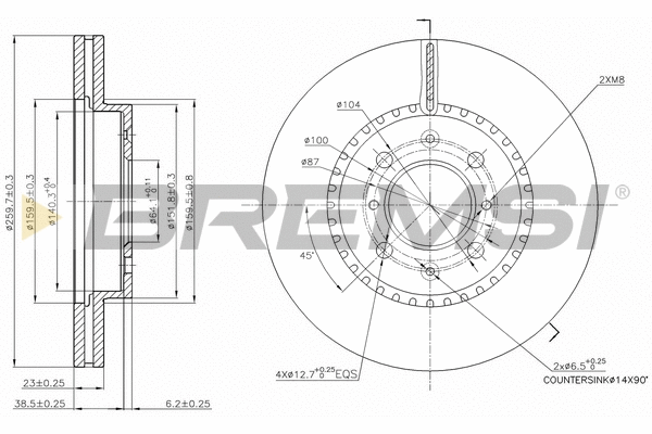 Disque de frein BREMSI CD7281V