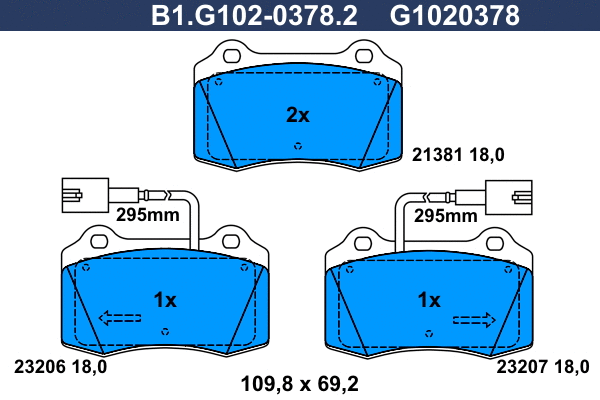 Kit de plaquettes de frein, frein à disque GALFER B1.G102-0378.2