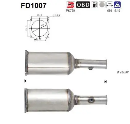 Filtre à particules / à suie, échappement AS FD1007