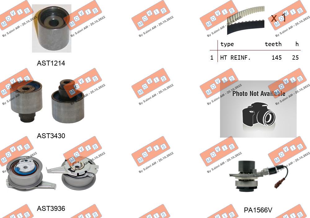Pompe à eau + kit de courroie crantée MOVIS ASTK1290PA2
