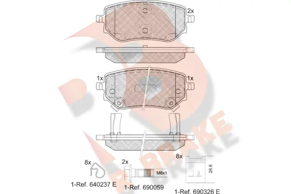 Kit de plaquettes de frein, frein à disque R BRAKE RB2343