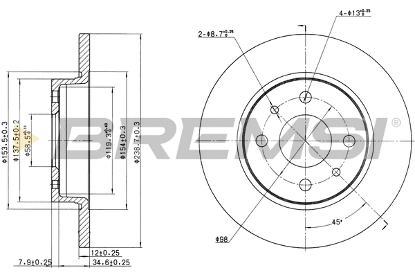 Disque de frein BREMSI CD6215S