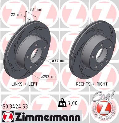 Disque de frein ZIMMERMANN 150.3424.53