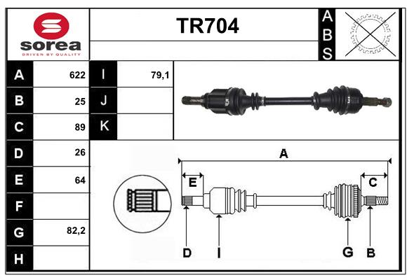 Arbre de transmission SERA TR704