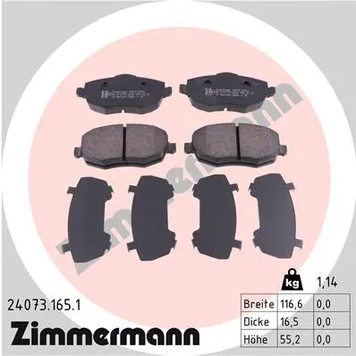 Kit de plaquettes de frein, frein à disque ZIMMERMANN 24073.165.1