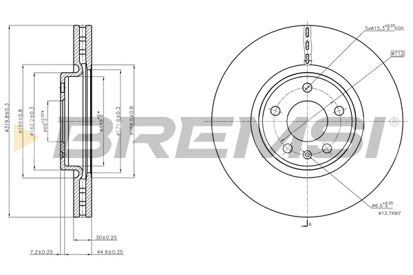 Disque de frein BREMSI CD7996V
