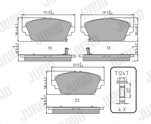 Kit de plaquettes de frein, frein à disque JURID 572429J