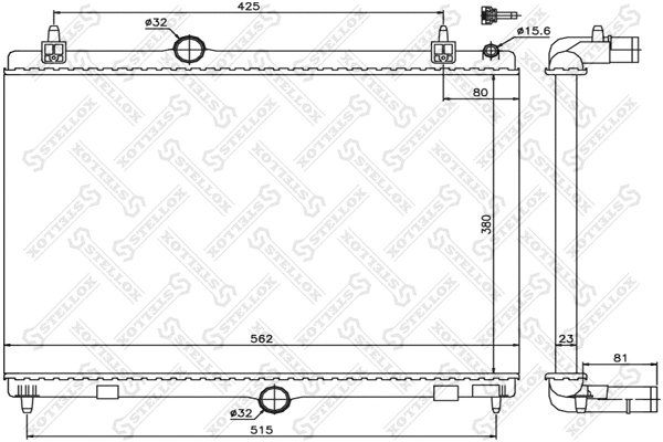 Radiateur, refroidissement du moteur STELLOX 10-25413-SX
