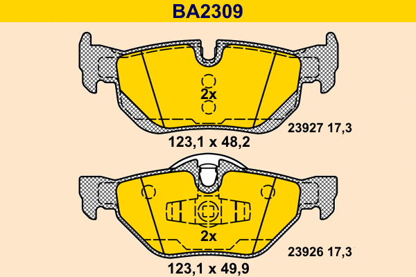 Kit de plaquettes de frein, frein à disque BARUM BA2309