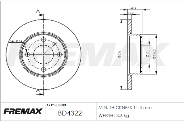 Disque de frein FREMAX BD-4322