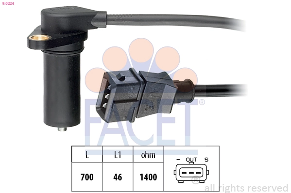 Capteur d'angle, vilebrequin FACET 9.0224