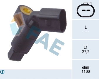 Capteur, vitesse de roue FAE 78008