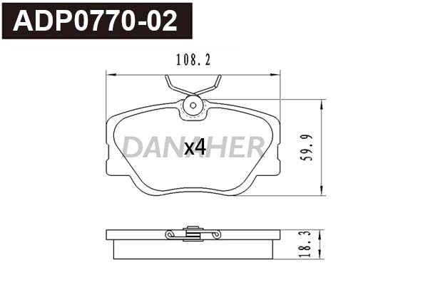 Kit de plaquettes de frein, frein à disque DANAHER ADP0770-02