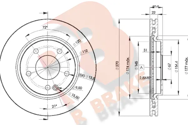 Disque de frein R BRAKE 78RBD22112