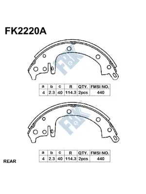 Jeu de mâchoires de frein FBK FK2220A