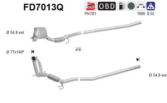 Filtre à particules / à suie, échappement AS FD7013Q