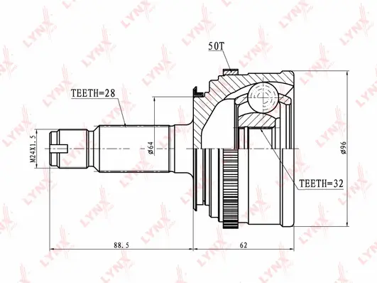 Jeu de joints, arbre de transmission LYNXAUTO CO-3446A
