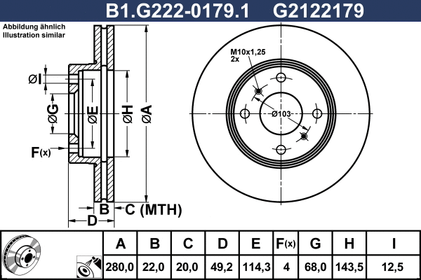 Disque de frein GALFER B1.G222-0179.1